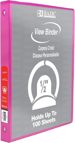 Vista 30 de BAZIC Products Carpeta organizadora de 3 anillas de 1/2 pulgada con vista económica, color negro, anillo redondo, capacidad para 100 hojas de papel