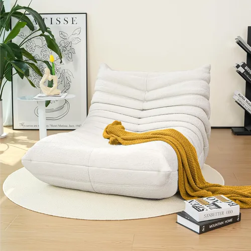 Vista 19 de Puf Togo sin comprimir de alta gama para adultos, sofá de espuma viscoelástica con tela suave, cómodo sillón de sala junto a la chimenea para sala