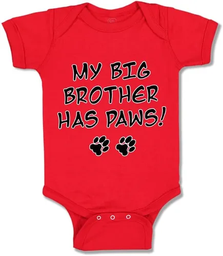 Vista 10 de Baby Bodysuit My Big Brother Has Paws Dog Lover Pet Boy & Girl Baby Clothes Solo un diseño blanco