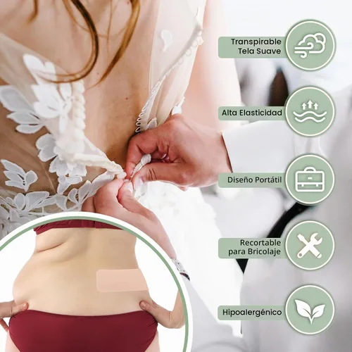Vista 2 de 20 cintas de vientre precortadas, cinta impermeable de control de abdomen para levantamiento de grasa abdominal y espalda plana, cinta elástica