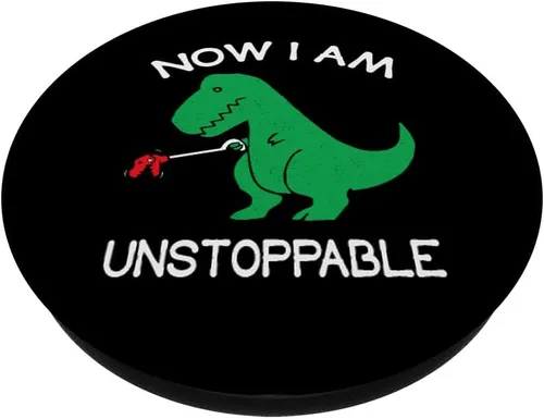 Vista 2 de Now I Am Unstoppable Funny T-Rex PopSockets intercambiables PopGrip