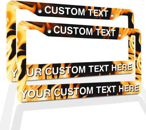 Vista 6 de Marcos de Matrícula con Cualquier Texto - Marco de Placa con Tu Mensaje Personalizado, Marco de Matrícula Personalizado con Nombre, Monograma, Logo