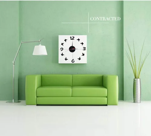 Vista 7 de Kit de reloj de pared grande sin marco, silencioso, sin tictac, 3D, moderno, con mariposas, para bricolaje, con número de espejo, calcomanías
