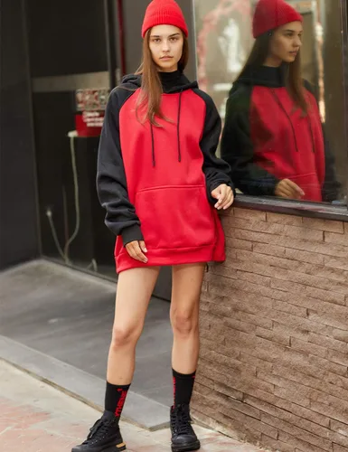 Vista 2 de Sudadera con manga larga estilo raglán en contraste, con forro polar, con capucha y bolsillo tipo canguro, para hombre