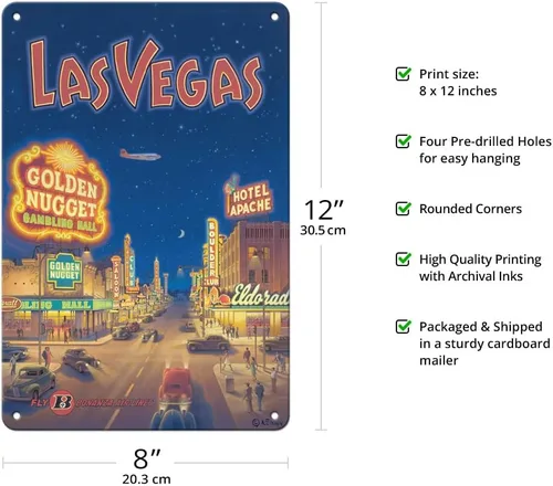 Vista 2 de Pacifica Island Art Las Vegas Nevada Bonanza Air Lines - Póster vintage de viaje de aerolínea por Kerne Erickson - Cartel de metal vintage de 8 x 12
