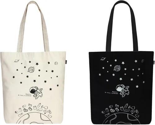 Vista 26 de Ecoright - Bolsa de mano para mujer con cremallera, bolsa de mano pequeña, bolsa de lona, bolsa de algodón reutilizable para playa, comestibles