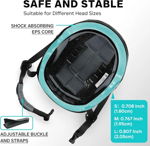 Vista 7 de DKONI Casco de bicicleta con luces LED, casco de bicicleta para viajeros, casco de ciclismo recargable por USB, casco de luz LED frontal y trasera