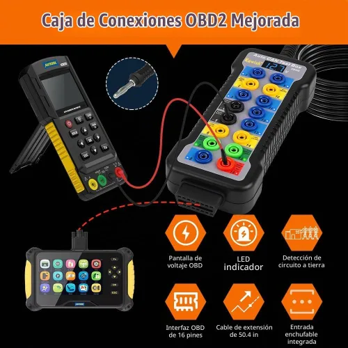 Vista 3 de Caja de ruptura OBD2 con indicador de luz LED, caja de ruptura OBDII profesional de 16 pines, herramienta de prueba de diagnóstico eléctrico
