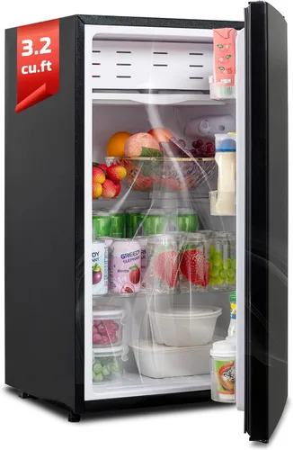 Vista 8 de Refrigerador Mini con cerradura Smad, refrigerador de 12V para vehículos recreativos de 1.0 pies cúbicos. Refrigerador compacto de 12V / 110V, sin