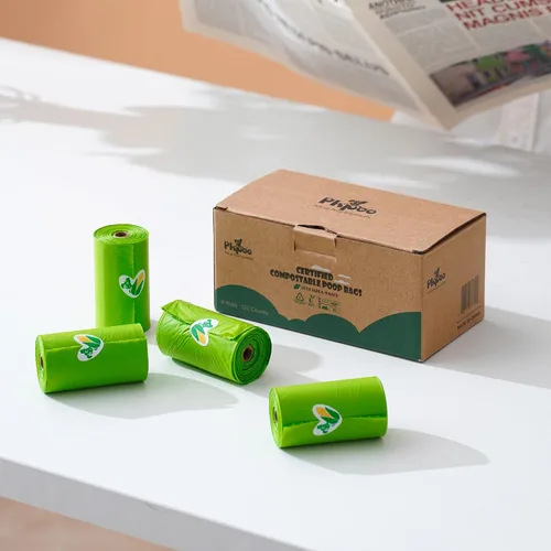 Vista 8 de Pkpoo Bolsas de excremento de perro 100% compostables, extra anchas, bolsas grandes a base de vegetales para perros, bolsas de basura biodegradables