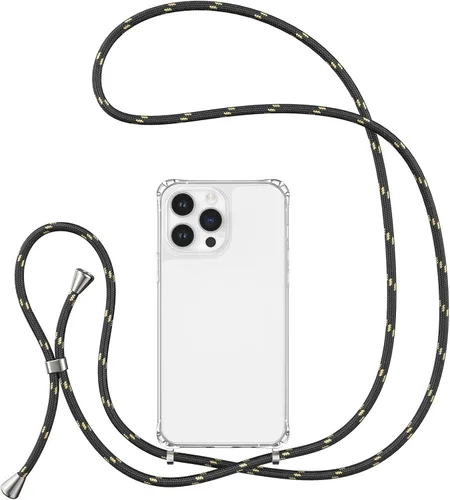 Vista 26 de UEEBAI Funda de teléfono con cordón cruzado para iPhone 14 de 6.1 pulgadas, funda de silicona con correa ajustable para collar, correa suave