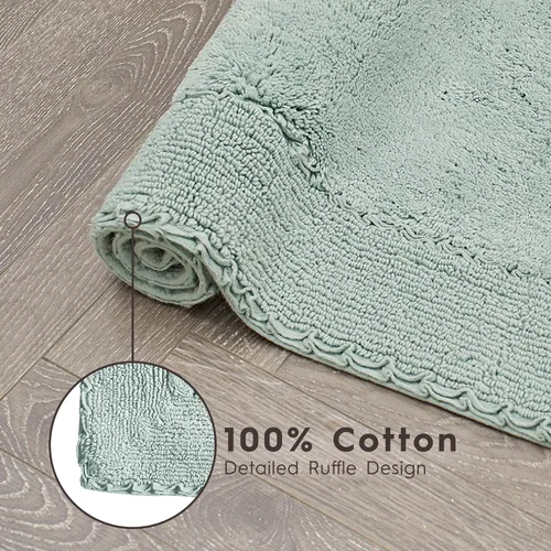 Vista 4 de Laura Ashley Ruffle tapete para baño de algodón de 17 x 24 pulgadas
