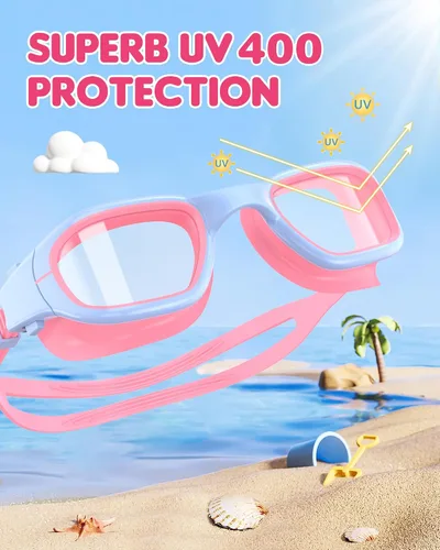 Vista 2 de Kids Swim Goggles, Swimming Goggles for Kids 6-14, Anti-Fog UV Protection Pool Glasses for Boys Girls Children