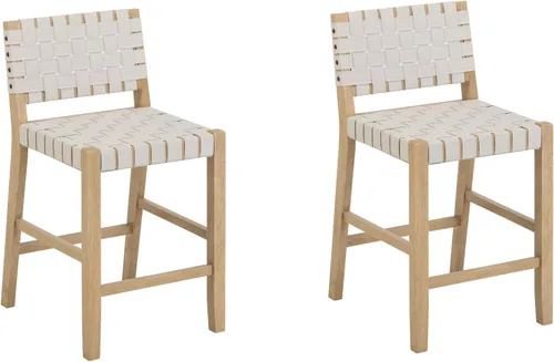 Vista 38 de Nathan James Cohen Mid-Century Modern - Taburete de bar de madera de 29 pulgadas, taburete tapizado de piel sintética con marco de madera maciza