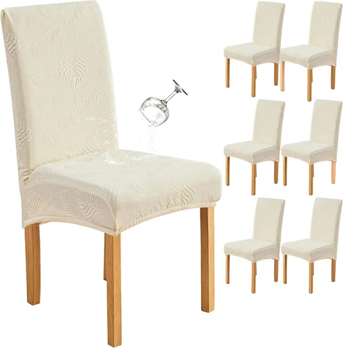 Vista 28 de Genina - Juego de 2 fundas impermeables para sillas de comedor, fundas para sillas de cocina, color beige