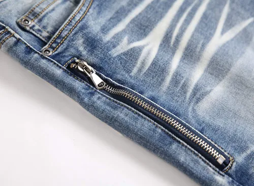 Vista 5 de Liuhond Skinny Slim Fashion - Jeans elásticos de motociclista de Hip Hop con agujeros rectos rasgados.