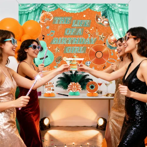 Vista 7 de Decoraciones para fiesta de cumpleaños de niña en My Showgirl Era, telón de fondo para fiesta de cumpleaños de Showgirl, decoración de fiesta