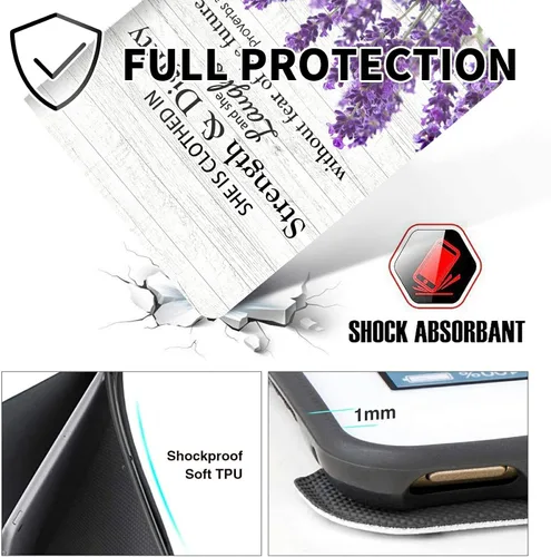 Vista 11 de Funda para tablet Fire 7 (12ª generación, versión 2022), delgada, a prueba de golpes, delgada, de piel sintética, con función de apagado/encendido