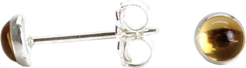 Vista 6 de Aretes de tuerca con piedras preciosas para mujeres y niñas, bisel redondo de 0.157 in de plata esterlina 925
