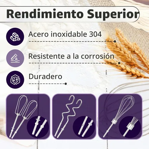 Vista 4 de 5 accesorios para batidora de mano, batidores profesionales de repuesto para batidoras de mano, ganchos de batidor y masa, batidores de repuesto
