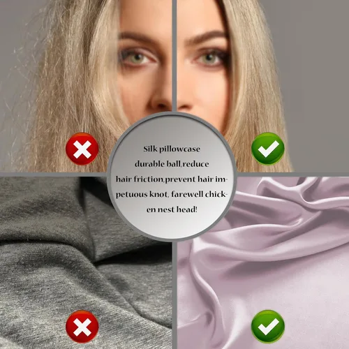 Vista 80 de Funda de almohada de seda para cabello y piel, suave, transpirable y sedosa, juego de fundas de almohada 100% tamaño estándar de 2 piezas, fundas
