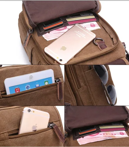 Vista 4 de mygreen Pequeño bolso cruzado de lona para el hombro, bolso de mensajero, bolso de trabajo