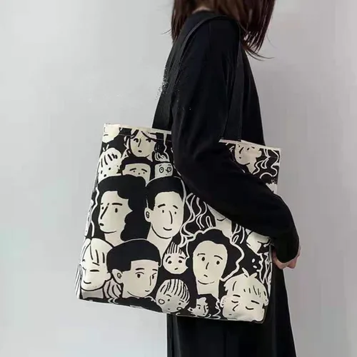 Vista 2 de GODWOODS Bolso de mano estético de lona con cremallera para mujer, bolsas de hombro de viaje con compartimentos