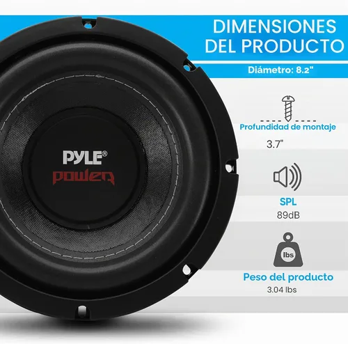 Vista 2 de Altavoz de graves de 4 ohmios doble de 1000 W y 10 pulgadas Pyle, 8" (20 cm)