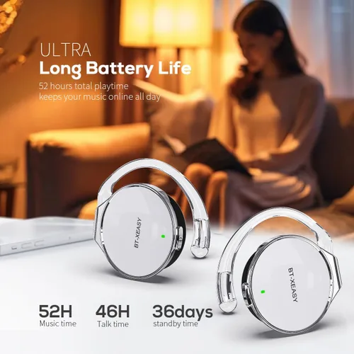 Vista 2 de Auriculares de oreja abierta inalámbricos 52 horas V5.4 sobre ganchos para Blanco
