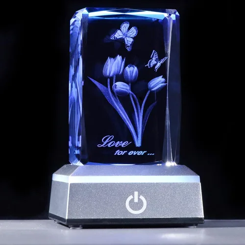 Vista 8 de YWHL Cristal romántico grabado en 3D con texto en inglés "I Love You", regalos para su novia, esposa, en aniversario, día de la madre, regalos
