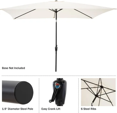 Vista 4 de Rectangular Patio Umbrella - 10ft Easy Crank Sun Shade with Push Button Tilt for Outdoor Furniture, Deck, Yard, or Pool by Pure Garden