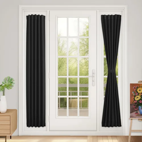 Vista 64 de Vatge Cortinas laterales autoadhesivas para puertas de cristal, sin taladro, extraíble, panel de filtrado de luz, 1 panel, 12 pulgadas de ancho x 60