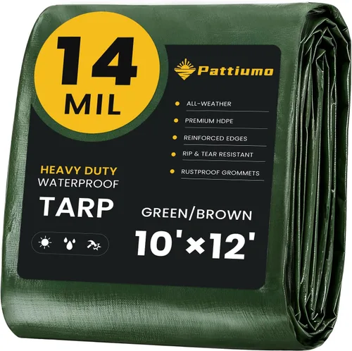 Vista 9 de Pattiumo Lona impermeable de 8 x 10 pies y 14 mil de lona resistente multiusos, cubierta protectora impermeable, resistente a los rayos UV, todo