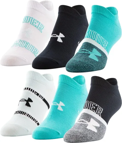 Vista 18 de Under Armour womens Essential 2.0 Lightweight No Show Socks, 6-pairs (002) Negro / Blanco