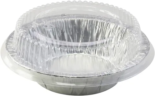Vista 4 de KitchenDance - Sartén desechable de papel de aluminio con tapa, moldes individuales de papel de aluminio de 5 pulgadas, bandeja para hornear