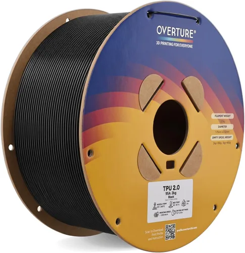 Vista 13 de OVERTURE - Filamento de TPU de 1/16 pulgadas, rollo flexible de poliuretano termoplástico, impresora 3D suave, 95A, carrete de 2.2 libras, precisión