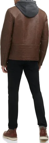 Vista 2 de Levi's Chaqueta Racer con capucha de piel sintética para hombre