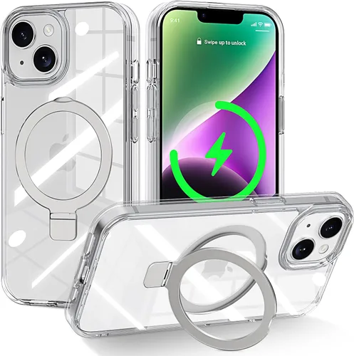 Vista 53 de CHAOFEnG Funda magnética compatible con iPhone 11 con soporte, prueba de caídas de grado militar, compatible con imán, anillo translúcido, parte