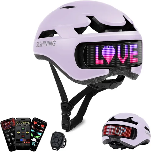 Vista 10 de Bike Helmet, Bicycle Helmets with Light, 360° High Visibility LED Display, Lightweight Adjustable Mountain Bike Helmet with Turn Signals, Smart APP