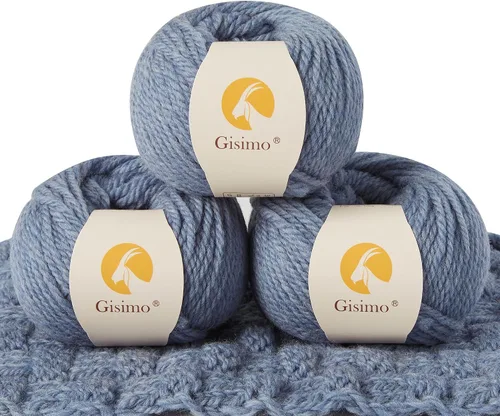 Vista 36 de 100% lana de merino para tejer, 3 capas de lana lujosa y suave para tejer a mano y ganchillo (ámbar, 1 bola)
