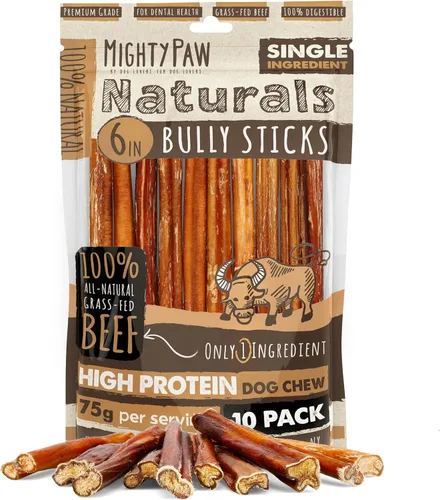 Vista 17 de Mighty Paw Naturals - Palitos masticables rizados para perros – Masticables de carne de res alimentada con pasto. Palitos para perros grandes, razas