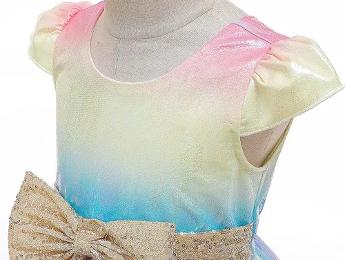 Vista 4 de Vestido de fiesta de flores para niñas, vestido de fiesta de tul arco iris para niños, vestido de fiesta de graduación de encaje de princesa
