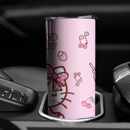 Vista 3 de Vaso para Adultos Botella de Agua Tazas de Doble Pared para Niños 20 oz Rosa Taza de Café Cosas de Gato Vaso Aislado Regalos para Niñas Mujeres
