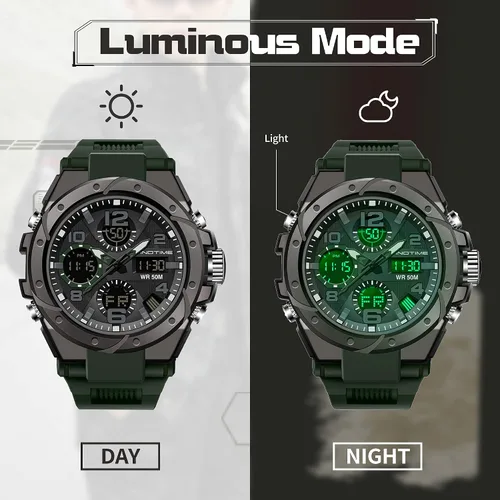 Vista 6 de findtime Relojes militares para hombre, reloj deportivo para hombre, táctico, resistente al agua, digital, deportivo, trabajo, analógico