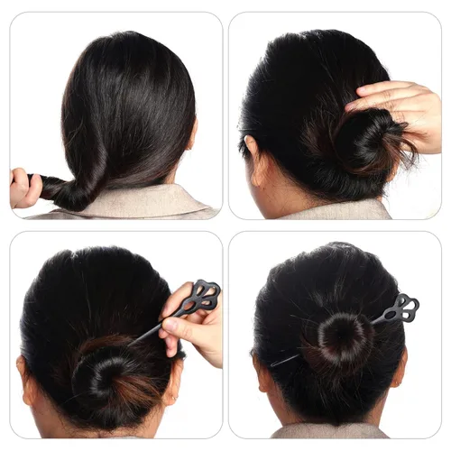 Vista 6 de 10 palillos de madera chinos japoneses para el cabello, palillos para el cabello