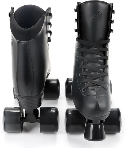 Vista 4 de Besketo Classic High-top Roller Skates, PU Leather, Four-Wheel, Indoor/Outdoor, Beginner
