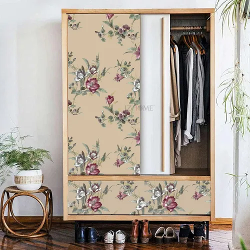 Vista 6 de 8190-10M - Papel tapiz vintage para despegar y pegar, 17.7 pulgadas x 32.8 pies, flores beige, papel de contacto extraíble, autoadhesivo