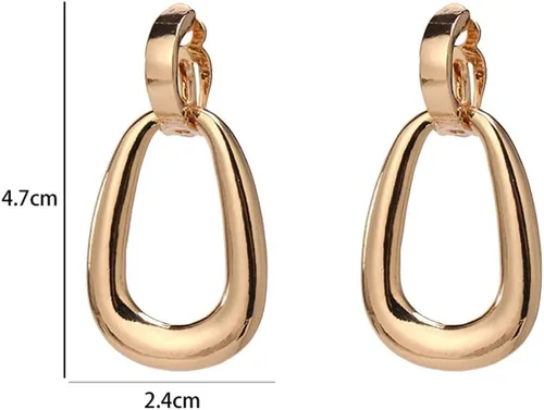 Vista 5 de Matte Gold Silver Large Clip On Earrings for Women Statement Earrings