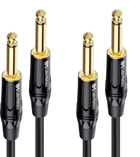 Vista 8 de Cable Matters Paquete de 2 cables trenzados de guitarra TS a TS de 1/4 de pulgada, 3 pies