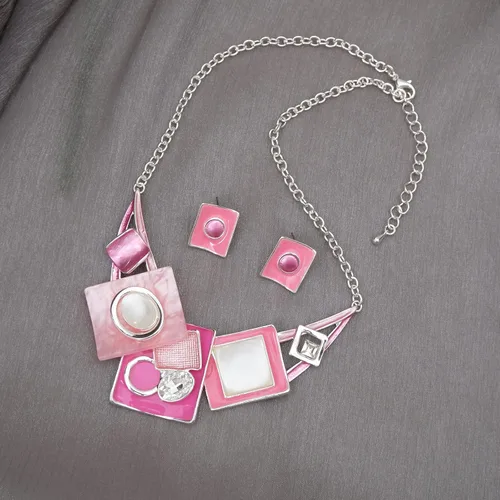 Vista 4 de CSY Conjunto de joyería de regalo para mujer con diseño de ópalos de cristal ovalados y bohemios